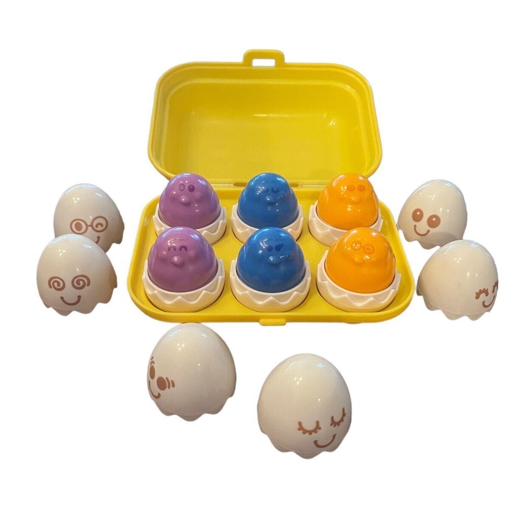 TOMY 1993 Toomies Preschool Shapes Hide & Squeak Eggs Sorter Learning Matching